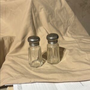 Clear Glass Salt and Pepper Shakers with Silver Tops